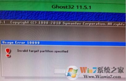ghost安裝win7系統(tǒng)時(shí)出現(xiàn)Usage Error 10099