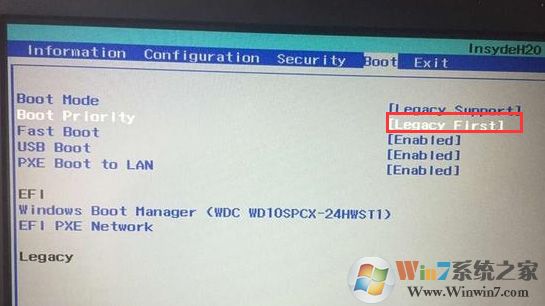把Boot Priority設(shè)置成Legacy First