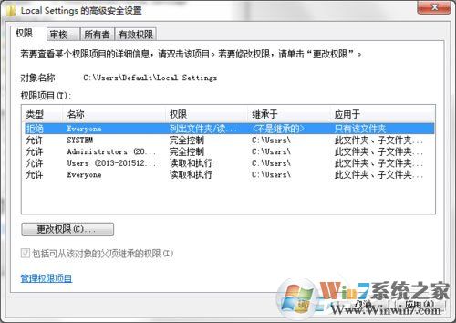 Win7打開Local Settings文件夾提示“位置不可用，拒絕訪問”的解決方法