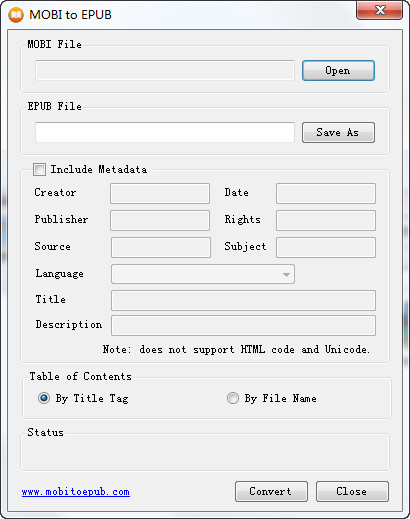 MOBI to EPUB(電子書(shū)轉(zhuǎn)換軟件) V1.0 綠色版 