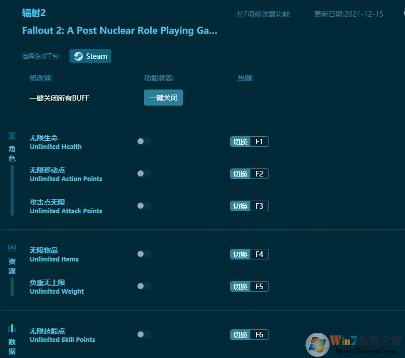 輻射2七項(xiàng)修改器 v2022最新版本