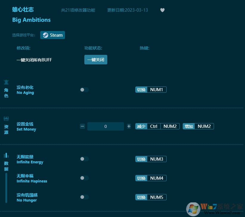 雄心壯志二十一項(xiàng)修改器 v2023最新版