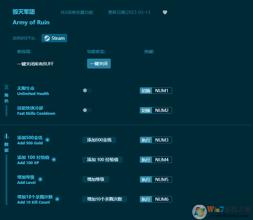 毀滅軍團(tuán)六項(xiàng)修改器 v2023最新版