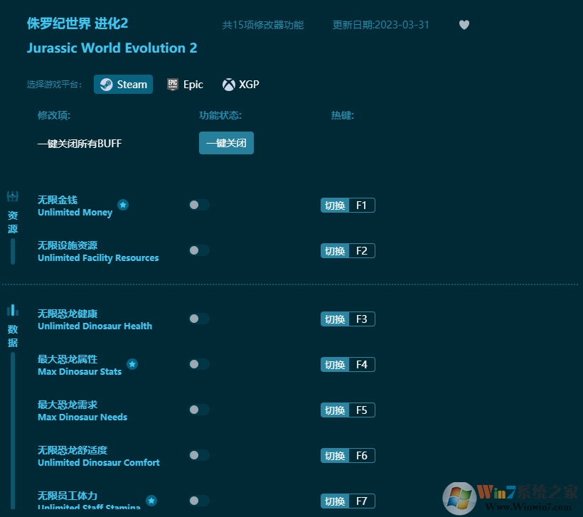 侏羅紀(jì)世界進(jìn)化2十五項(xiàng)修改器 v2023最新版