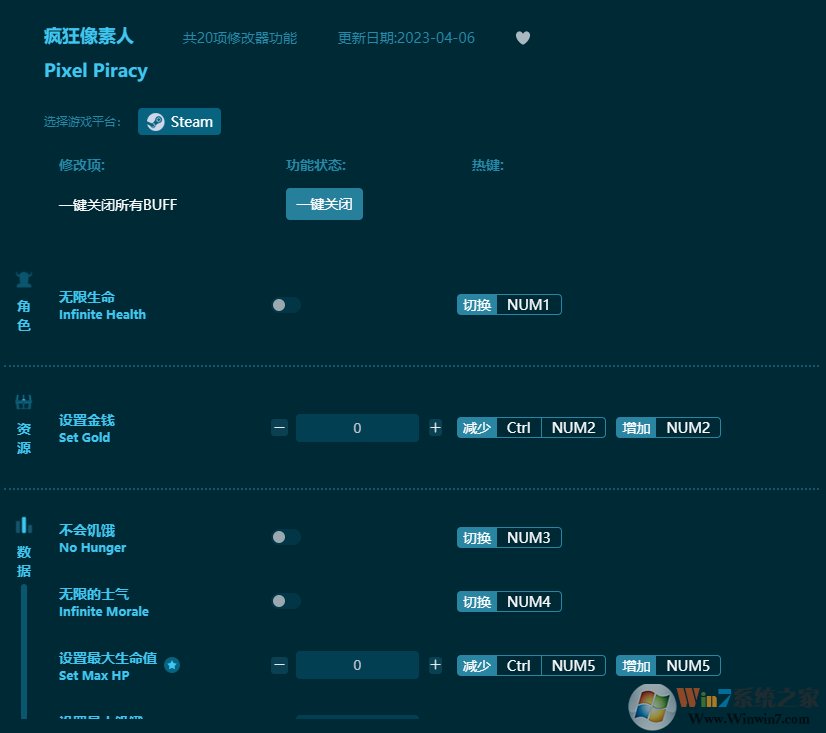 瘋狂像素人二十項修改器 v2023最新版