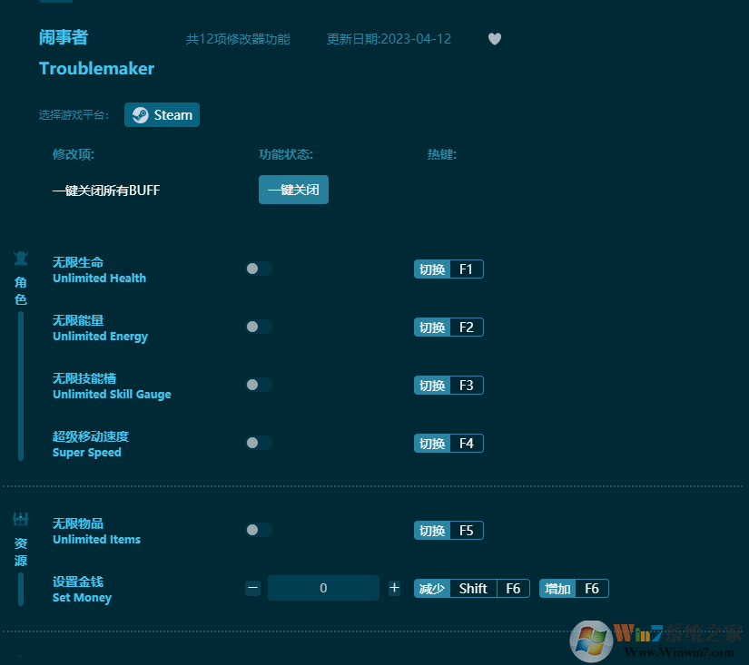 鬧事者十二項(xiàng)修改器 v2023最新版