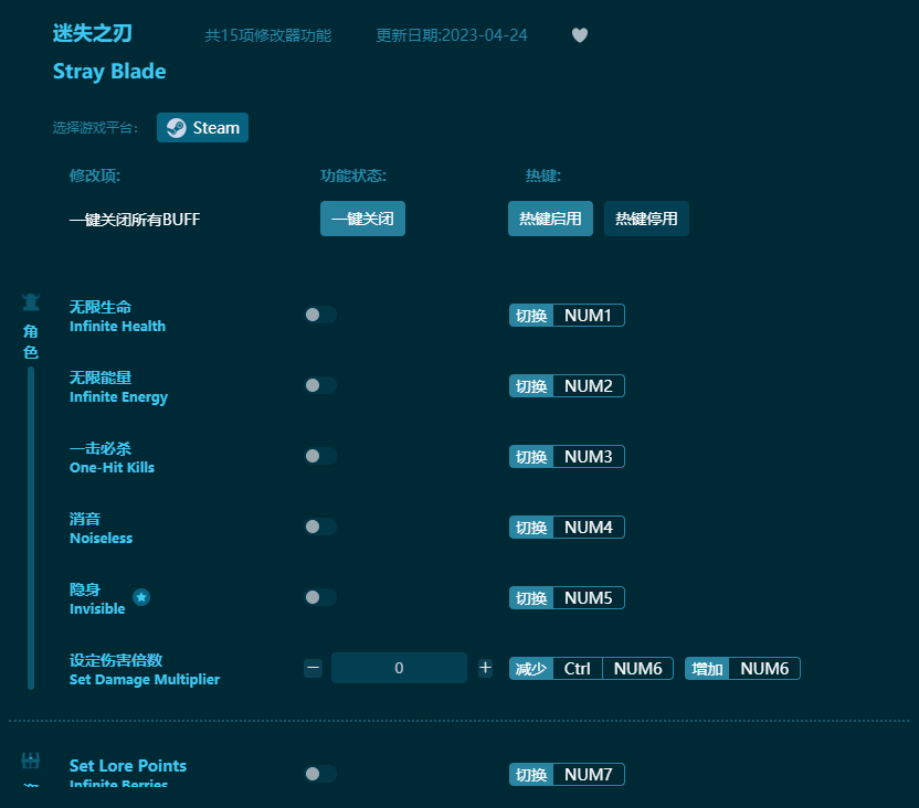 迷失之刃十五項(xiàng)修改器 v2023最新版