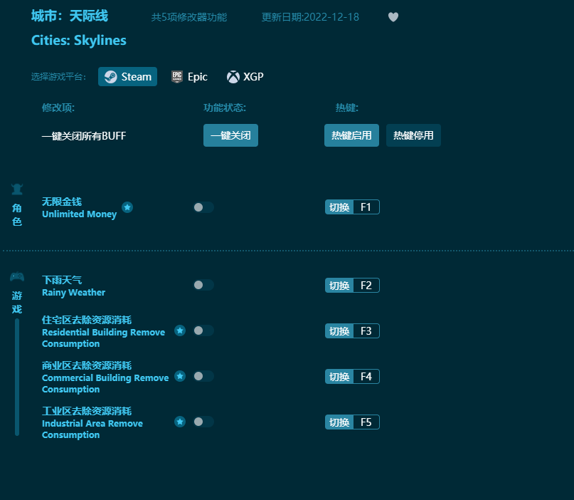 城市天際線五項(xiàng)修改器 2023.6最新版