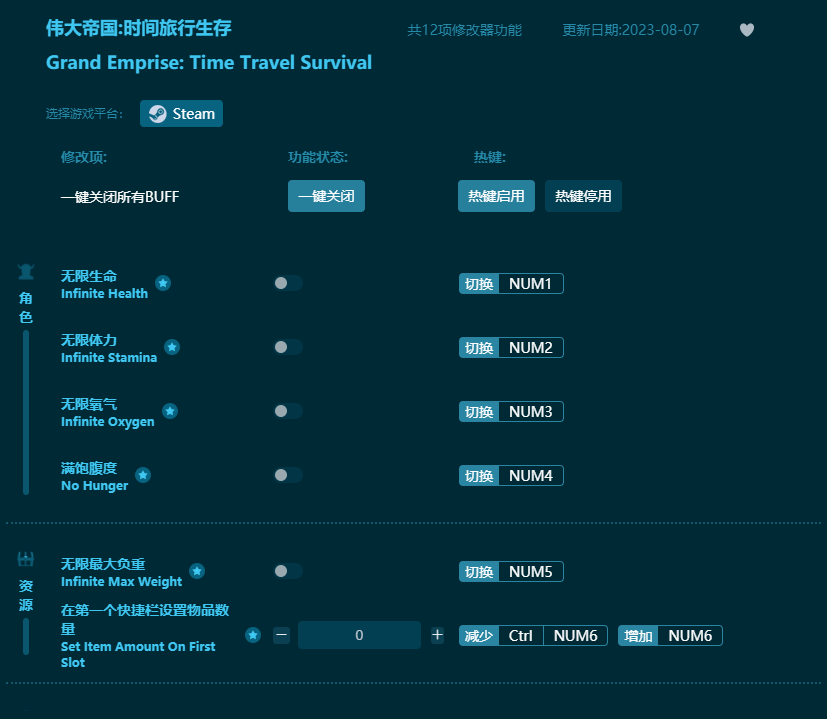 偉大帝國時(shí)間旅行生存十二項(xiàng)修改器 v2023最新版