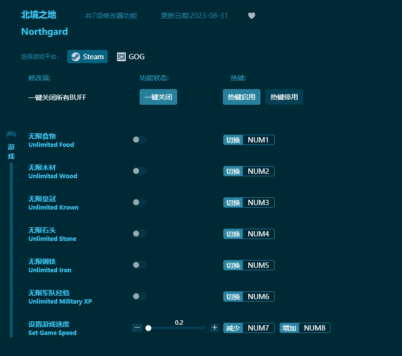 北境之地多項(xiàng)修改器 v2023最新版