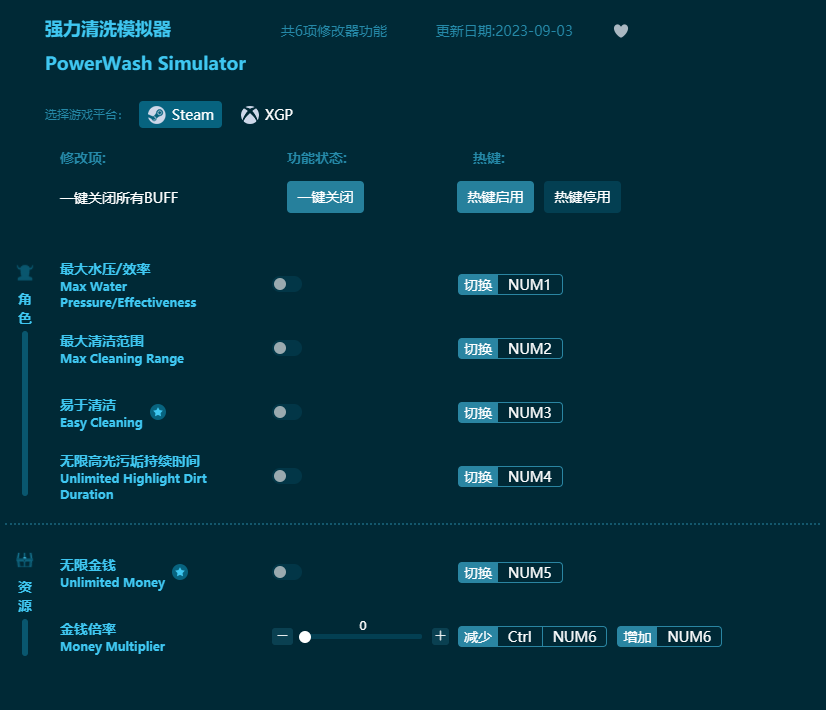 強(qiáng)力清洗模擬器六項(xiàng)修改器 v2023最新版