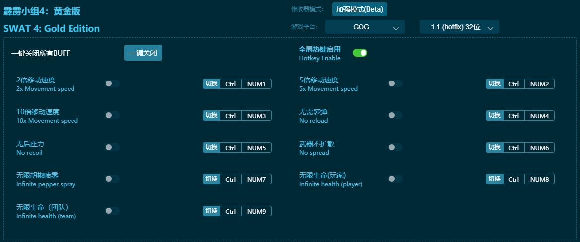 霹靂小組4黃金版九項修改器 v2024最新版